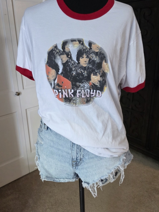 Chaser Other - Pink Floyd Ringer Tee White Red Graphic Band Shirt Y2K Grunge Size Large